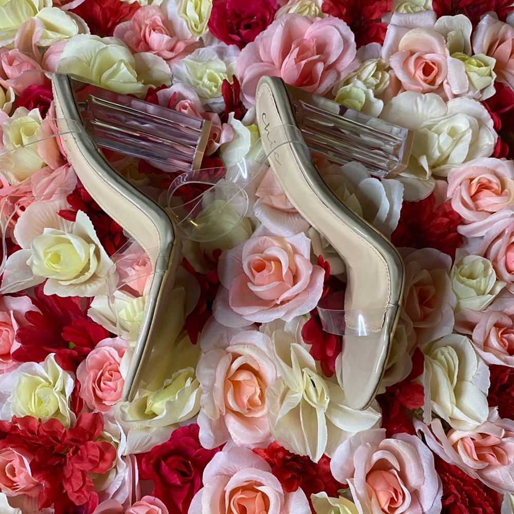 ¡NEW! Nude Chunky Heel with Clear Straps